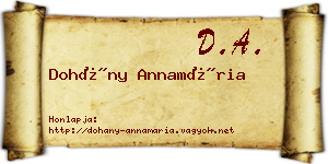 Dohány Annamária névjegykártya